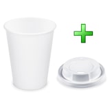 thumbnail of 100x Pappbecher Getränkebecher weiß 350 ml 420 ml O 90mm inkl. Trinkdeckel