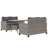 thumbnail of vidaXL 3-tlg. Garten-Essgruppe mit Grau Kissen Poly Rattan