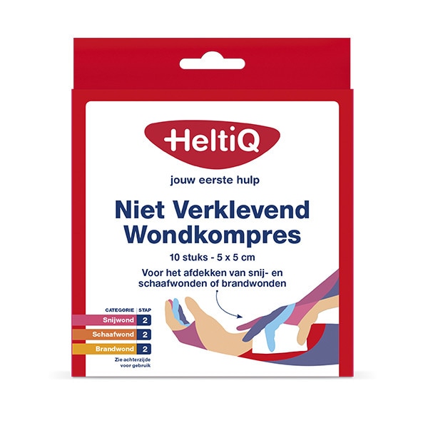 heltiq niet verklevend wondkompres 5x5 cm 8x10 stuks