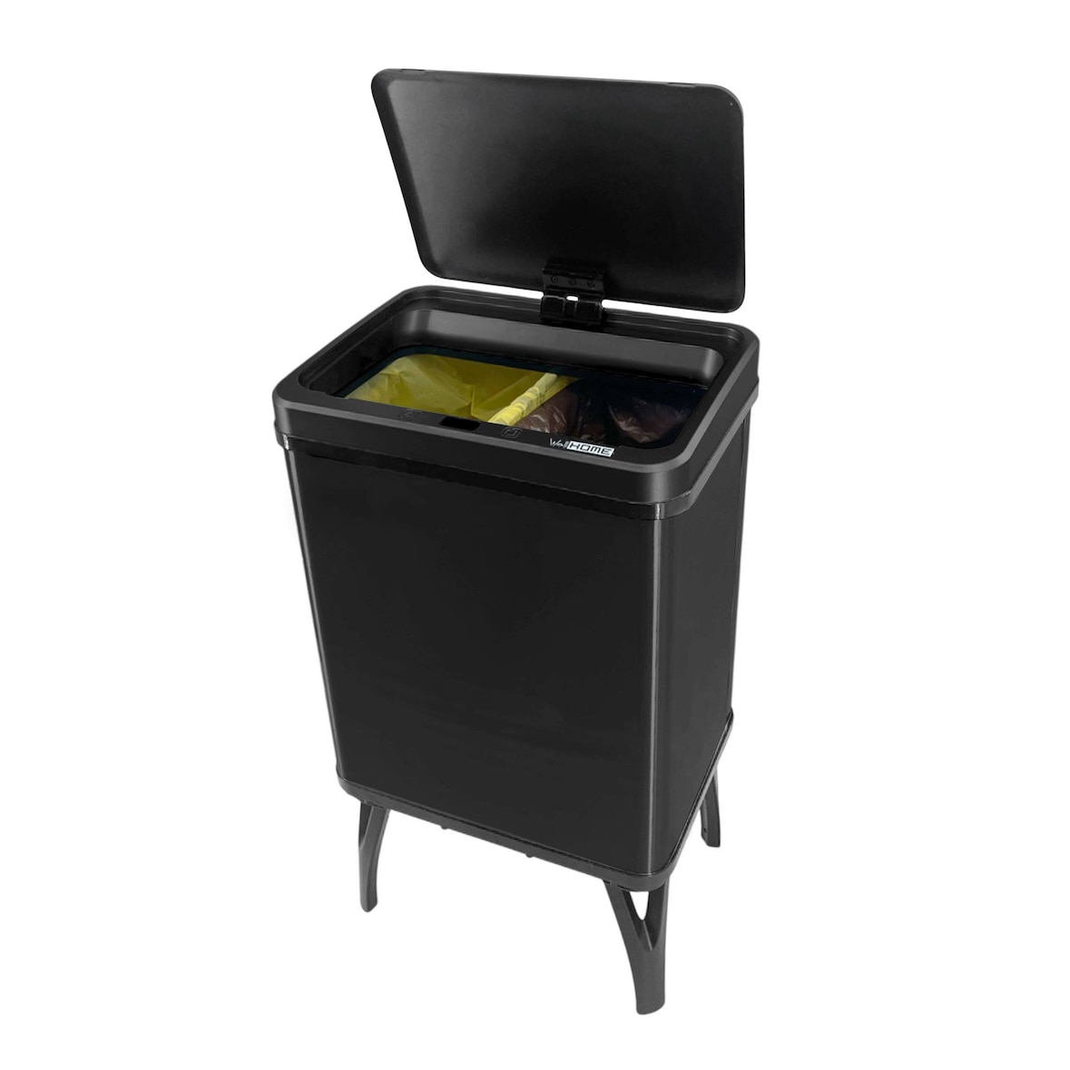 WellHome - Caixote do lixo Inteligente 15L+15L cor Preto 35,5x26x60 cm – Abertura Automática/Manual