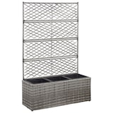 thumbnail of vidaXL Hochbeet mit Rankgitter 3 Töpfe 83×30×130cm Poly Rattan Grau