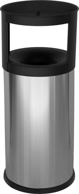 thumbnail of Stil Casa selbstlöschender Abfalleimer mit Aschenbecher, Edelstahl, Ø 31xh. 80 cm, Schutzrand aus Kunststoff, 40 Liter, satiniert.