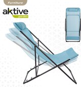 thumbnail of Silla tumbona plegable de jardín multiposición azul con asa Aktive