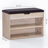 thumbnail of Schuhbank mit Sitzfläche Sonoma Garderoben-Bank Holz 60 x 40 x 30 cm, Holzbank klein gepolstert, Sitzbank schmal Flur mit Stauraum, Truhenbank