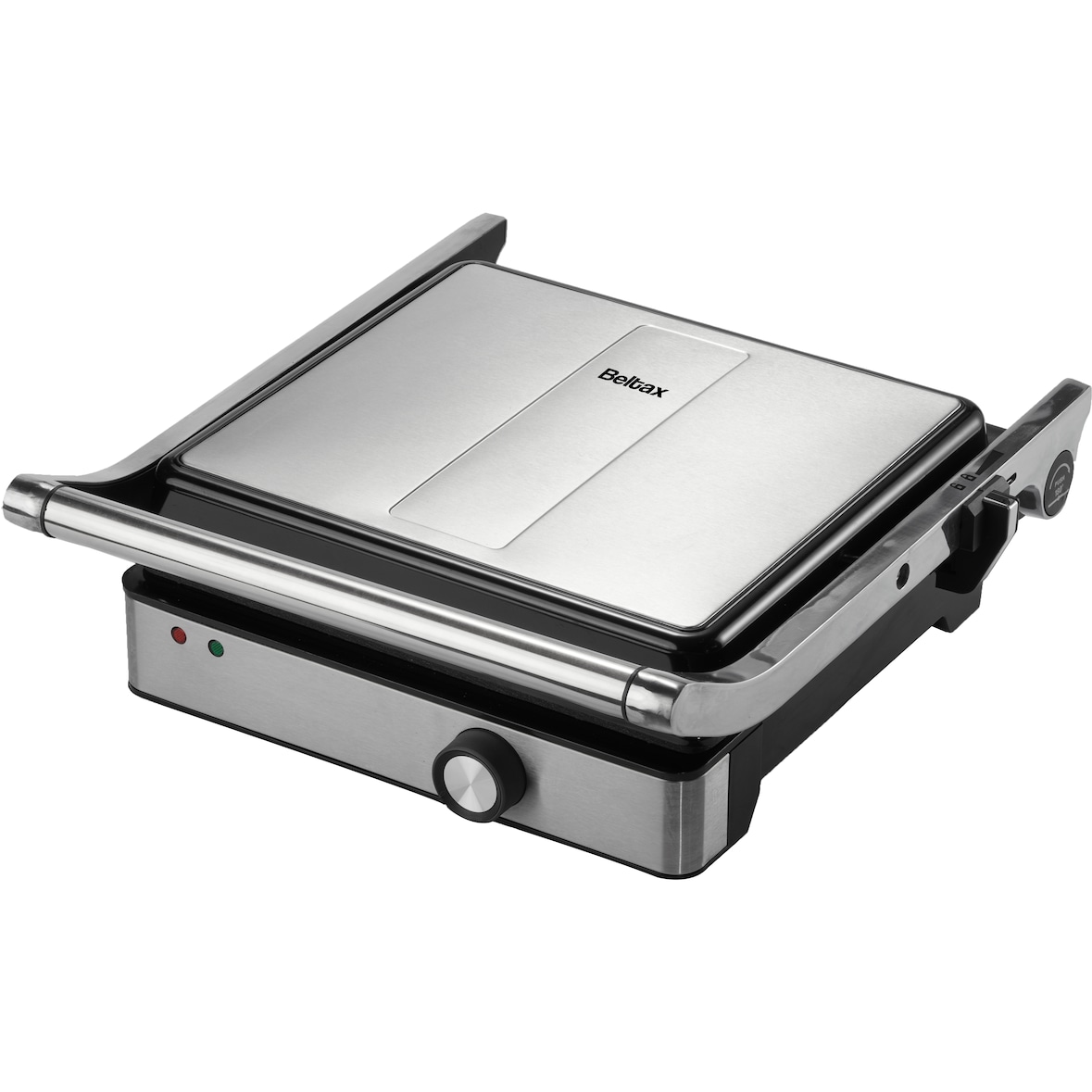 Parrilla eléctrica Beltax BSG2218; Potencia: 2000W; 29 x 26 cm; Apertura de hasta 180°; Llama piloto