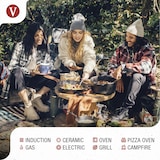 thumbnail of Victoria Grillplatte Gusseisen für Pizza, Pfanne 25cm mit Griffen, Induktion, Feuer, Ofen, VIC-31800, Schwarz