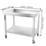 thumbnail of Mesa de trabalho em inox 1200 x 700 mm com rodas / GOLDINOX