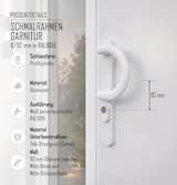 thumbnail of Schmalrahmengarnitur Kernziehschutz Weiß PZ 92mm Bügelgriff/Drücker TS 39-54mm