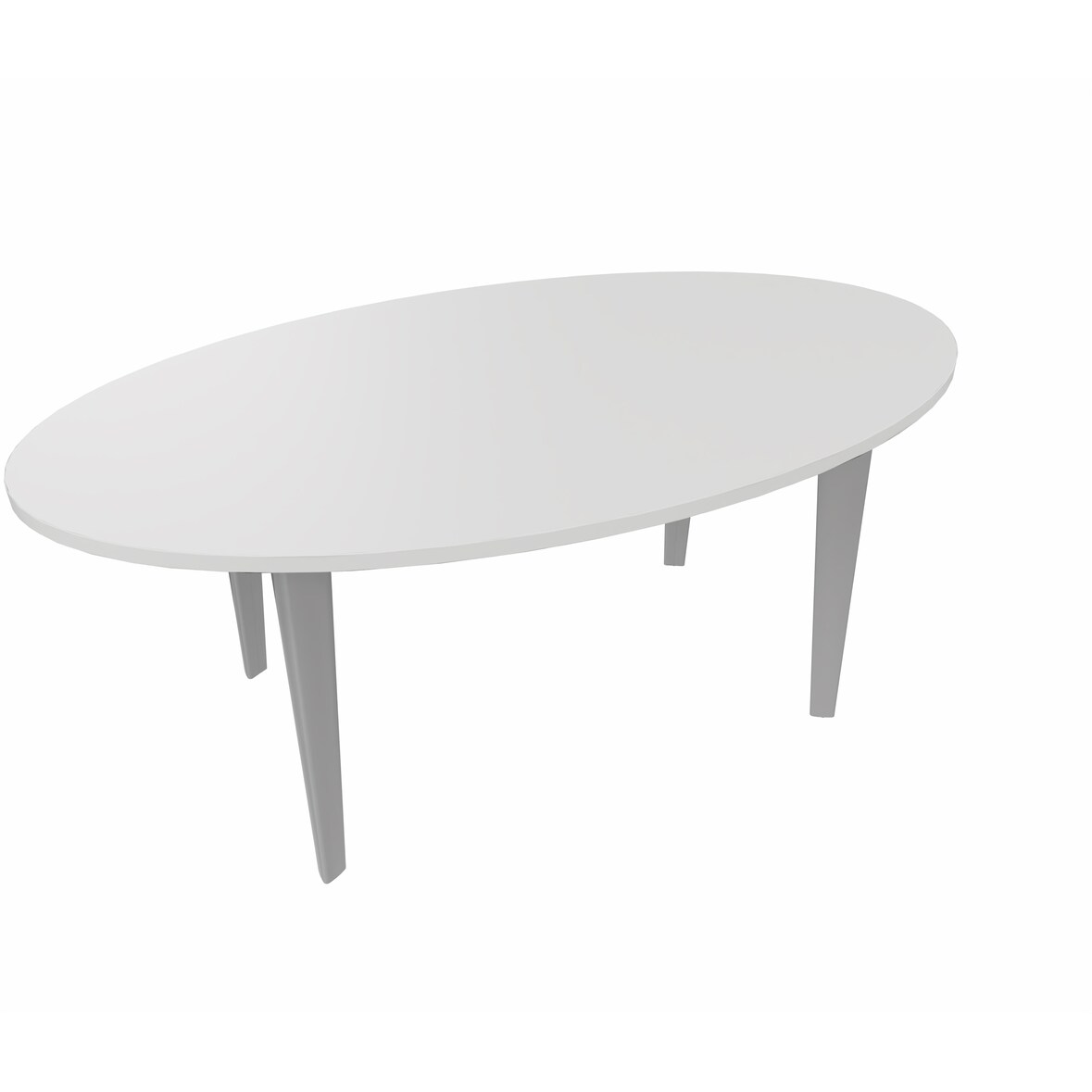 Vinco - Table de réunion EVIDENCE -  elliptique 6 Places / 4 Pieds 180 X 100 Structure Aluminium / Plateau Blanc