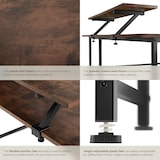 thumbnail of tectake Escritorio Melrose 140x130x76,5cm  Madera Industrial Oscura, Rústica