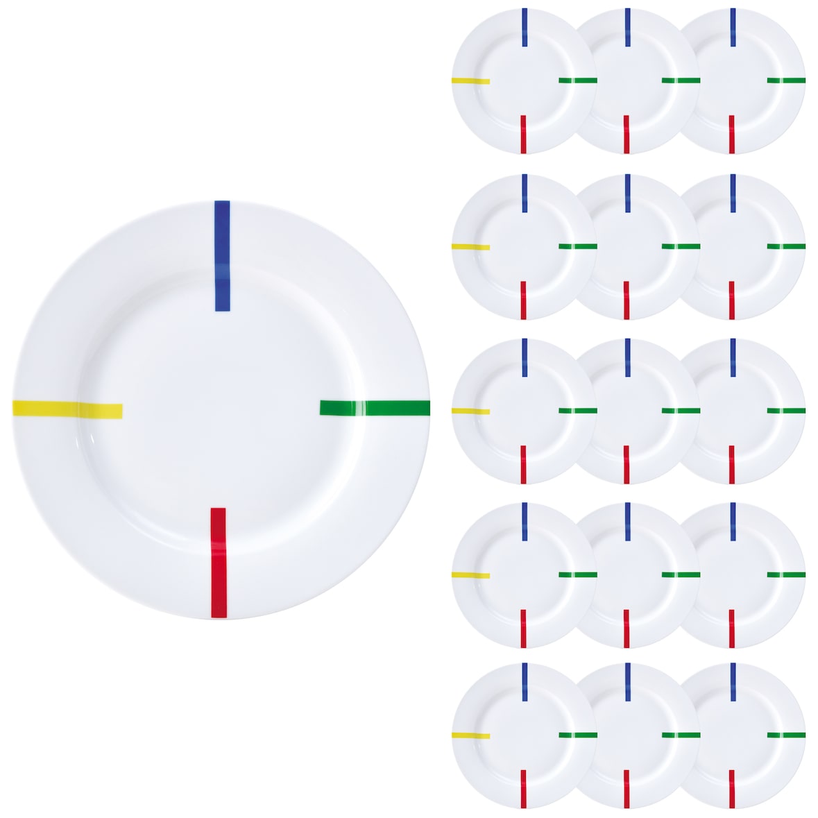 Benetton - Set mit 16 Speisetellern aus Porzellan