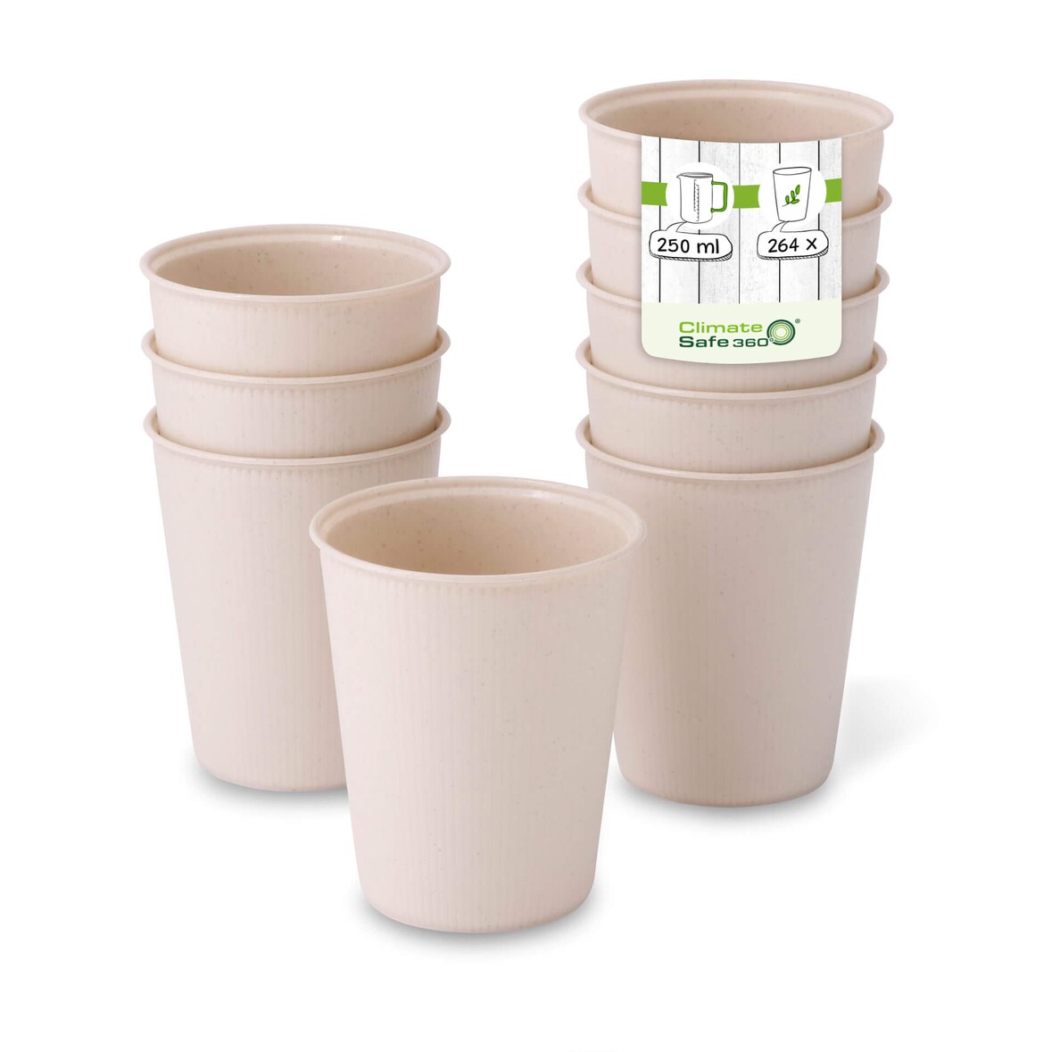 greenbox - Mehrweg Riffelbecher 250 ml / 10 oz, Ø 80 mm, creme-weiß, 264 St.