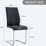 thumbnail of Esszimmerstuhl 2er Set 95x40x41 cm Schwarz+Silber mit PU Bezug und Metallbeinen, gepolsterter Sitz mit Schaumstoff, modern und pflegeleicht