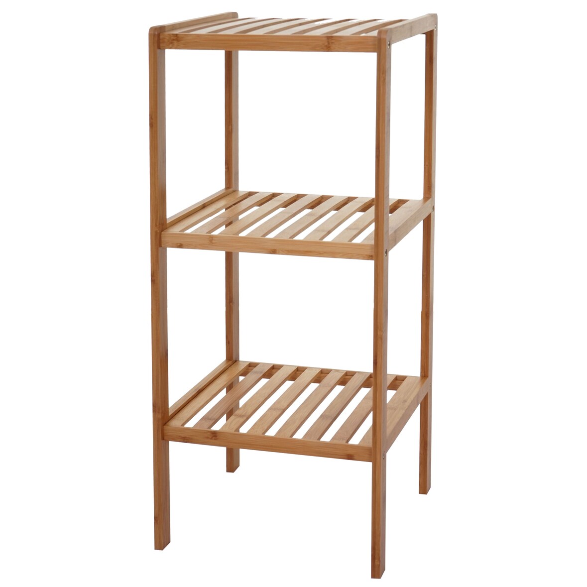 Estante de baño HWC-B18, estante de armario de baño, bambú ~ 80x34x33cm