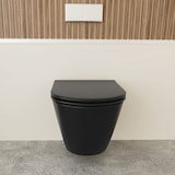thumbnail of Alpenberger Toilette Schwarz, Hänge WC mit Spülkasten Komplettset | Vorwandelement WC Set mit Geberit Duofix Bausatz | Wand WC Spülrandlos mit WC Sitz