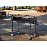 thumbnail of METRO PROFESSIONAL Barbacoa de carbón con ruedas, 137 x 68 x 94 cm, funda protectora y mesa lateral, acero/acero inoxidable, negro