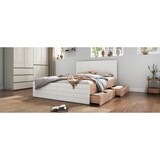 thumbnail of Stauraumbett 140x200 cm Holz Weiß mit 2 Schubladen Lattenrost geräumiger Stauraum modernes Schlafzimmerbett einfach montierbar