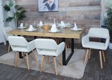 thumbnail of 6er-Set Esszimmerstuhl HWC-A50 II, Stuhl Küchenstuhl Polsterstuhl, Holz Stoff/Textil Cord (400g/m²) FSC® ~ creme-weiß