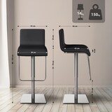 thumbnail of Set di 2 sgabelli da bar Limon con rivestimento in similpelle nero/acciaio inossidabile