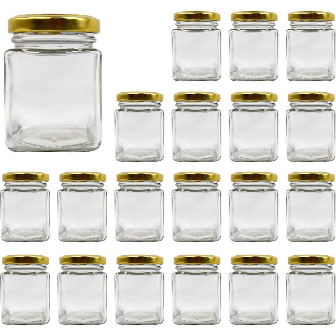 20x Tarro de Cristal Cuadrado para Especias 150 ml con Tapa - Frascos de Almacenamiento para Cocina - Especias, Mermelada, Yogur