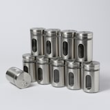 thumbnail of Gewürzstreuer Edelstahl Dosen Sichtfenster 3 Streumöglichkeiten 10 St.