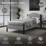 thumbnail of ML-Design Polsterbett 90x200 cm Grau, Einzelbett mit stabilem Bettgestell, Bettrahmen mit gepolstertes Kopfteil & Lattenrost, Modernes Jugendbett