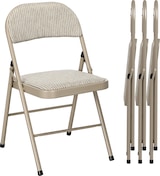 thumbnail of HOMCOM juego de 4 sillas plegables tapizadas en lino sintético con respaldo y estructura de acero, para salón, comedor, cocina, 45x46x78 cm, beige