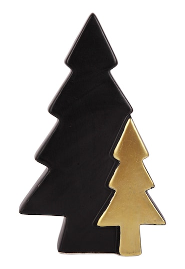 Tarrington House Statuetta decorativa per albero di Natale, in ceramica, alta 22 cm, in piedi, nero/oro