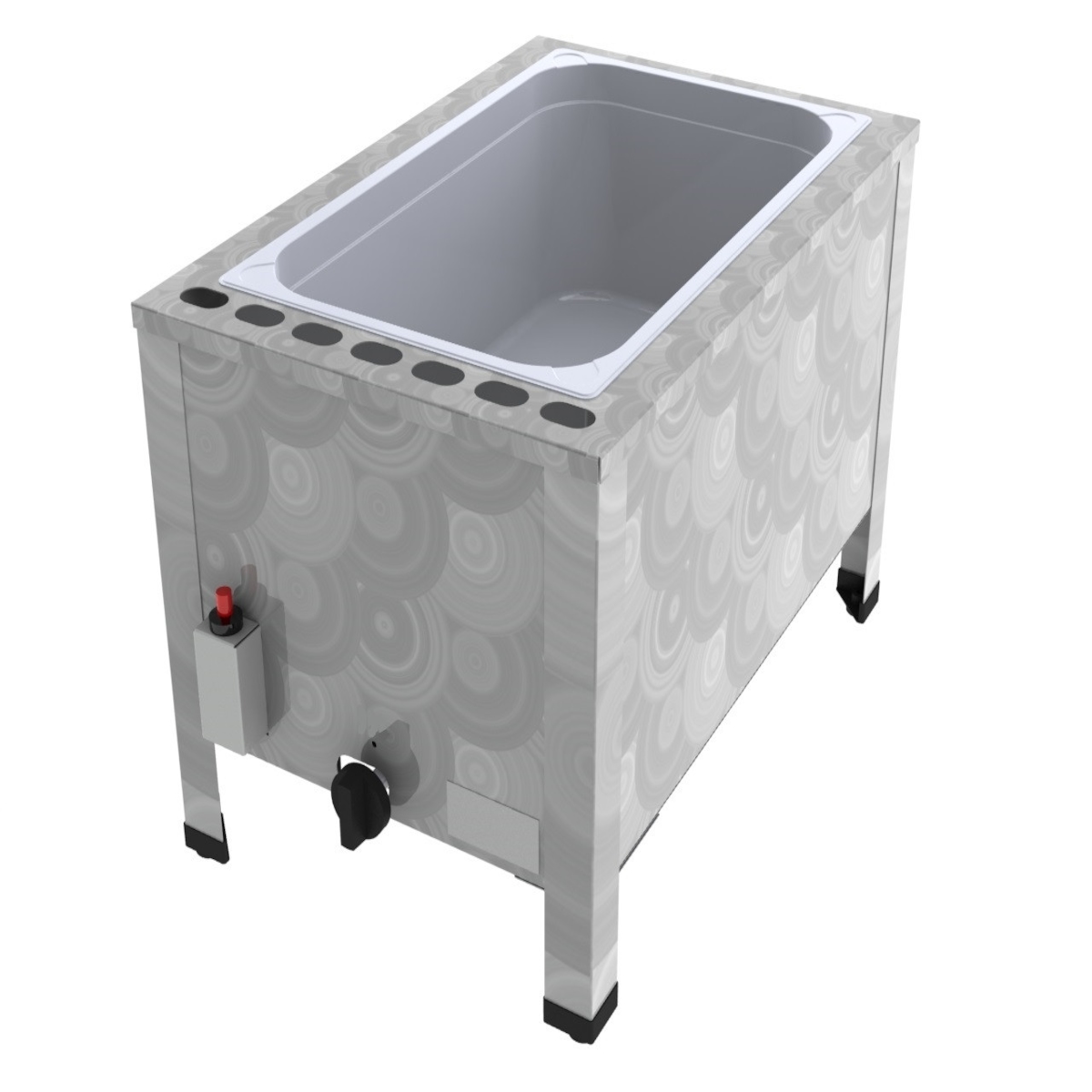 ChattenTec Gas Wurstwärmer Bain Marie 3,5 kW doppelwandig mit 200mm Wasserbad und GN-Behälter 1/1
