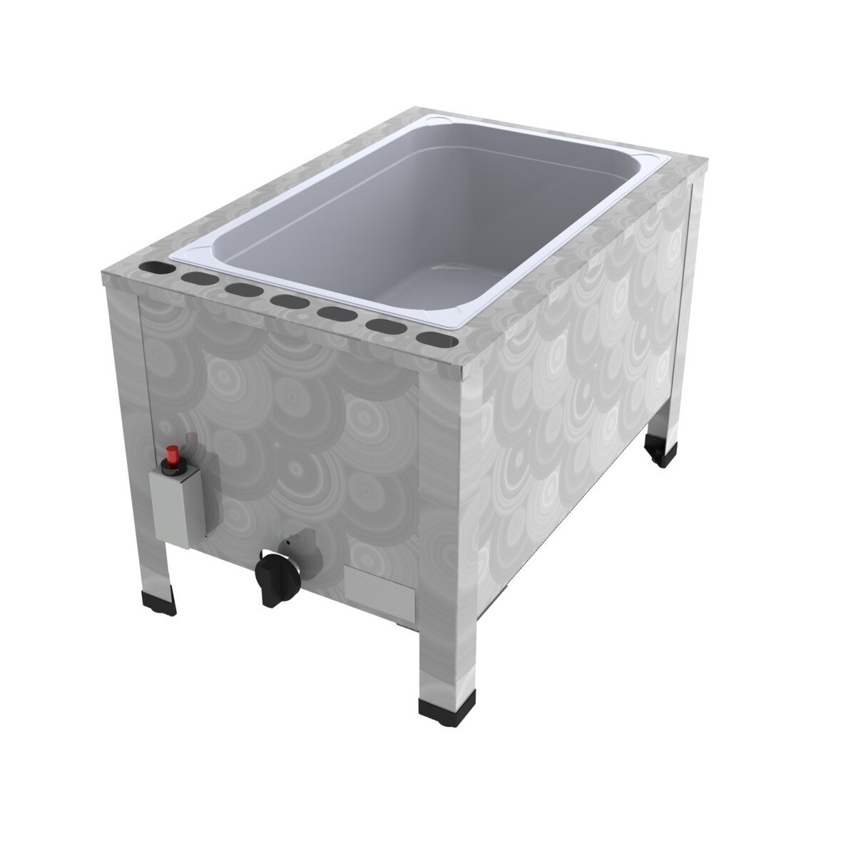 Gas Wurstwärmer Bain Marie 3,5 kW doppelwandig mit 200mm Wasserbad und GN-Behälter 1/1