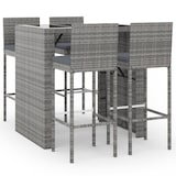 thumbnail of vidaXL 5-tlg. Gartenbar-Set mit Kissen Grau Poly Rattan