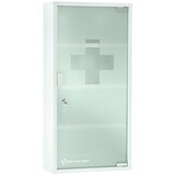 thumbnail of Erste-Hilfe-Schrank, Metall, weiß, stoßfeste Glastür aus Milchglas
