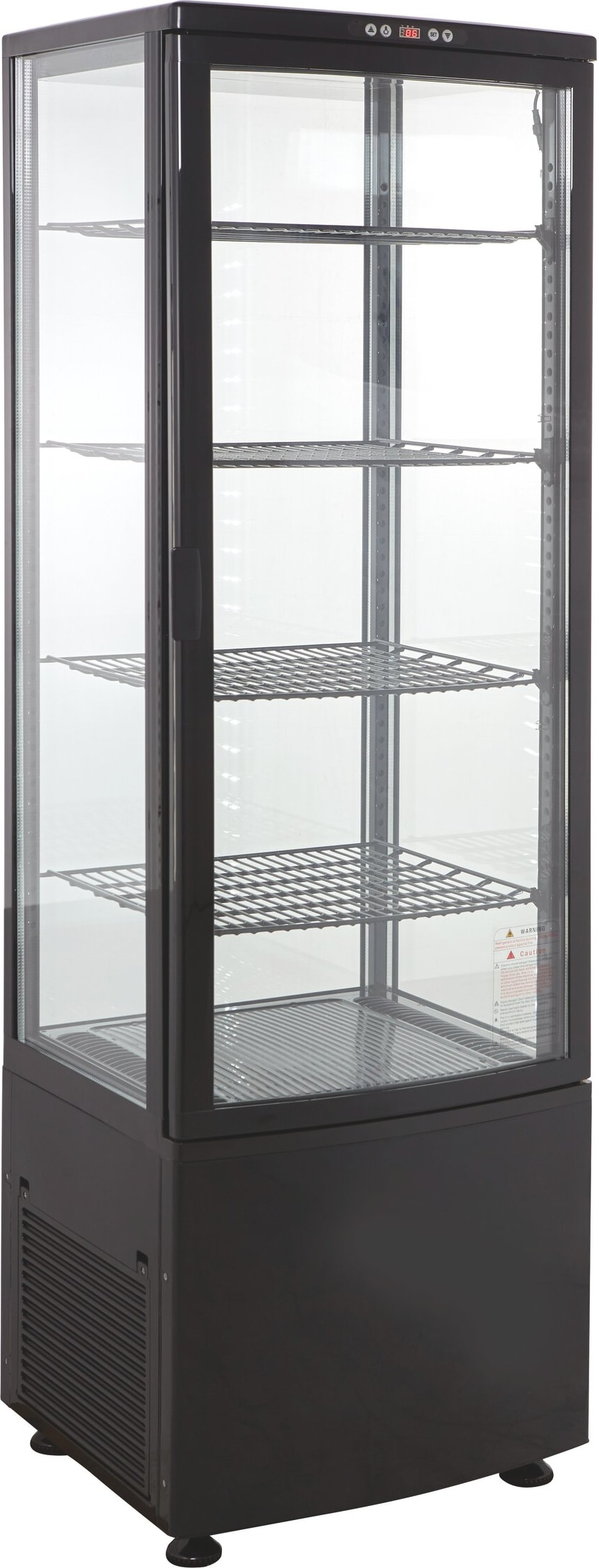 GastroHero Kühlvitrine ECO – 235 Liter, schwarz, mit LED-Beleuchtung, 4 höhenverstellbaren Rosten, energiesparend, ideal für Gastronomie & Verkauf