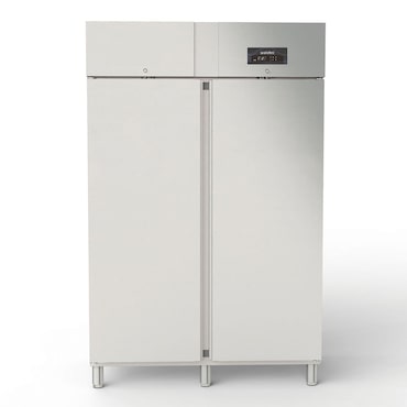 Frigorífico profissional de 2 portas, aço inoxidável, refrigeração a ar, GN2/1, 211x134,7x85,4cm, com fechadura, 1300L, CORECO 10284 Vaiotec