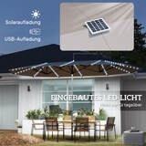 thumbnail of Großer Doppelschirm Aluminium Dunkelgrau mit Solar- und USB-LED, UPF50+, Handkurbel und Belüftungsöffnung