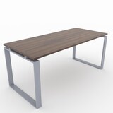 thumbnail of Oficit. Mesa de oficina y hogar. Estructura Marco Cerrado gris plata con tablero nogal. Fabricado en España. Medidas: 140x60cm (largo x ancho)