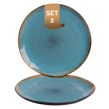 Palmer Bord Lotus 27.5 cm Turquoise Zwart Stoneware 2 stuks
