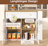 thumbnail of Bartisch ausziehbar Weiß 204x39x104 cm mit Stauraum 360 Grad drehbar, Seitenregal, Glastüren, modern für Küche Home Bar und Büro