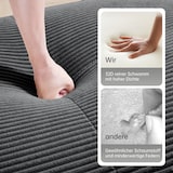 thumbnail of Merax Modulares Cord Sofa 2-Sitzer mit 1x Hocker, Cloud Sofa rahmenlos, bodennah mit tiefer Sitzfläche, weich & bequem, rutschfest, Grau