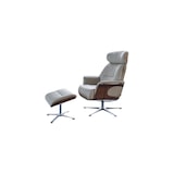 thumbnail of KAWOLA Sessel TOSAR Relaxsessel drehbar Leder grau mit Hocker