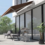 thumbnail of Outsunny toldo manual retráctil 295x245 cm toldo exterior terraza enrollable con manivela de metal protección UV toldo enrollable para balcón café