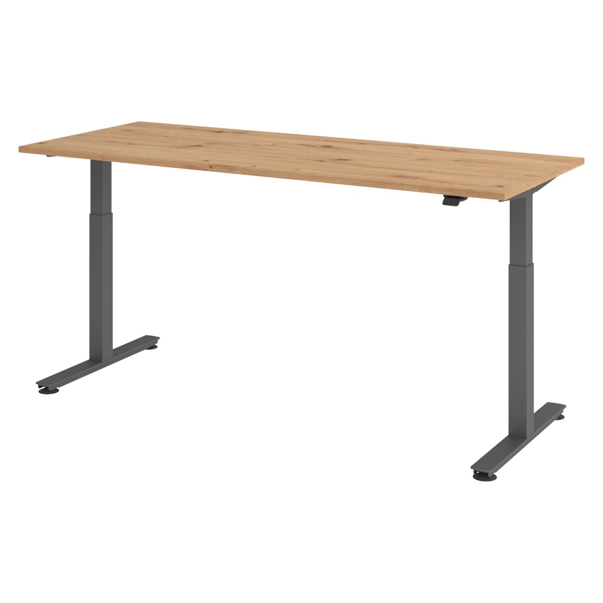 bümö elektrisch höhenverstellbarer Schreibtisch Asteiche 200x80 cm, Gestell: Graphit - Büroschreibtisch höhenverstellbar elektrisch, elektrischer