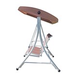 thumbnail of dondolo con tubo in ferro bianco,seduta in textilene e tettuccio tortora,misura 196x130x178 a tre posti