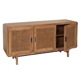thumbnail of Sideboard HWC-M47, Schrank Kommode Highboard Anrichte, Staufächer, Rattan Akazie Massiv-Holz gebeizt 82x160x45cm 38kg
