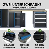 thumbnail of Werkstattwand 13-tlg. modulares Werkstattschranksystem aus Stahl mit massiver Holzarbeitsplatte blau
