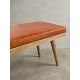 thumbnail of Sitzbank Ziegenleder / Massivholz Bank 100x52x38 cm im Retro Stil, Flur Polsterbank mit Stauraum, Gepolsterte Lederbank Aufbewahrung Braun, Kleine