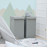 thumbnail of Set van 2: 50L Wasmand met Deksel - 30x30x60 Wasverzamelaar met Houten Frame - Wasbox Opvouwbaar