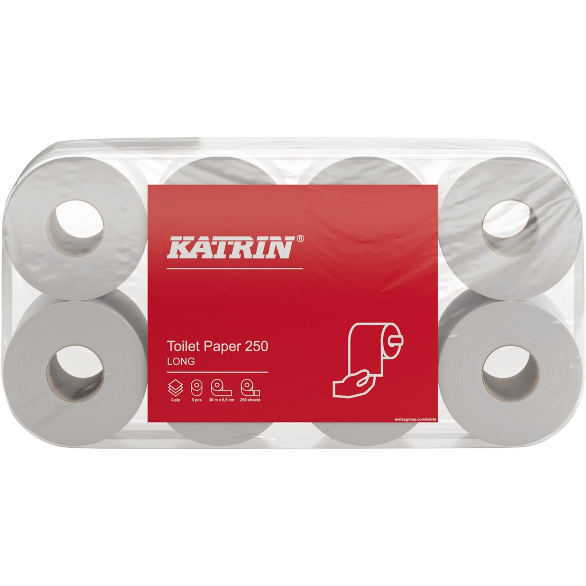 Katrin 104872 Toilettenpapier 250 3-lagig weiß 8 Rl./Pack.