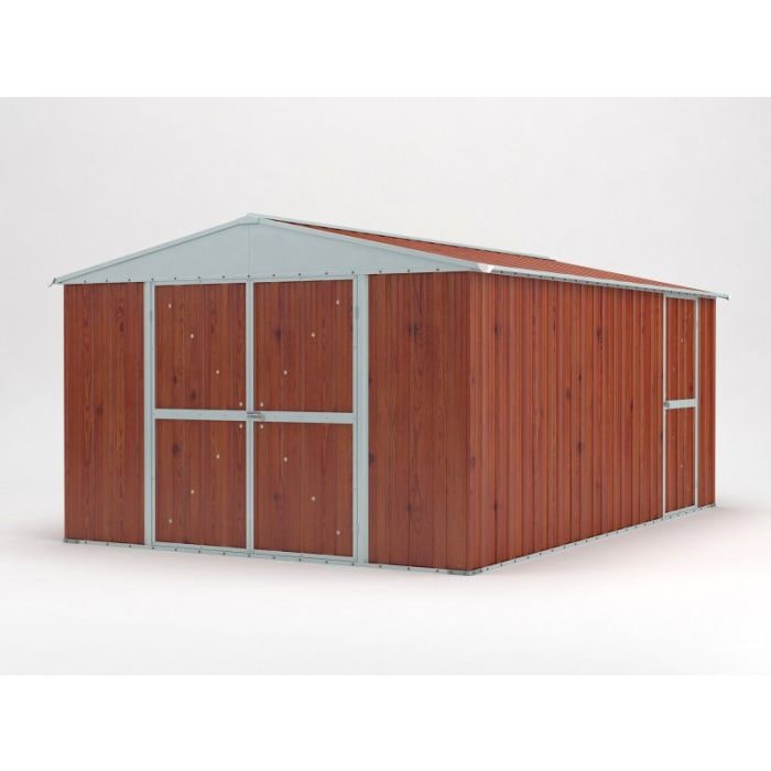 Box giardino attrezzi garage in lamiera di Acciaio Zincata 360x430m x h2.10m - 185KG - 15,48mq - LEGNO