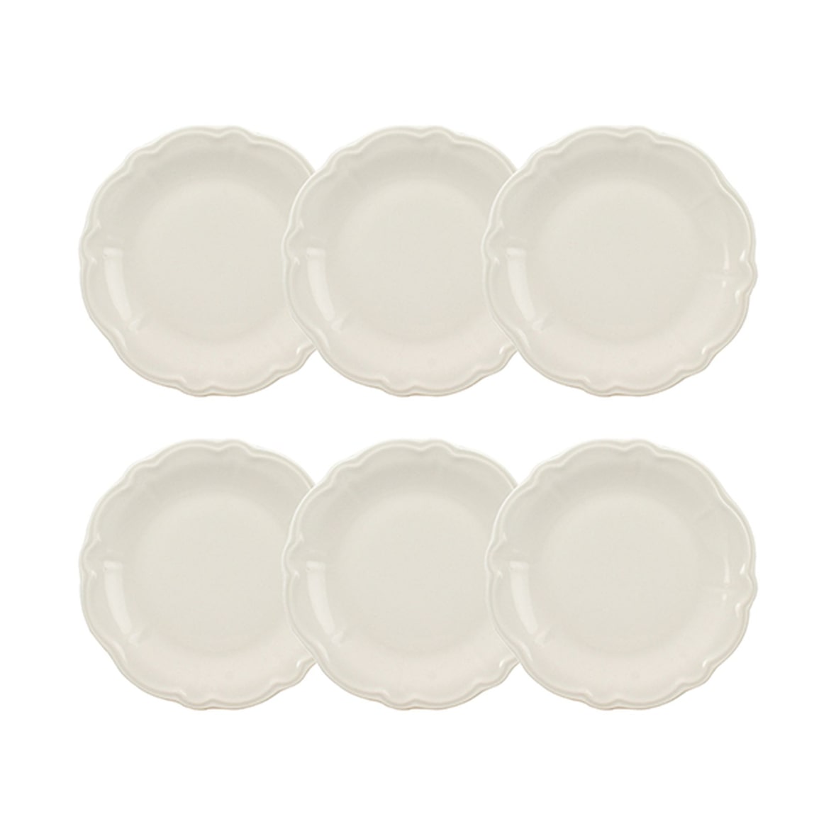 Novastyl - Lot 6 assiettes desserts charlotte 20cm en grès blanc